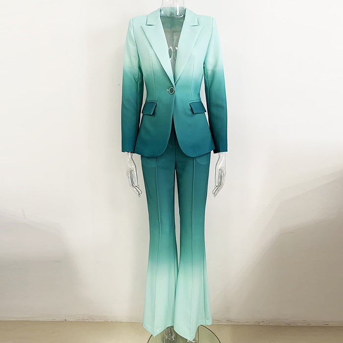 Goods Stars Gradient Color Slim Suit Flared Pants Suit Two Piece Suit