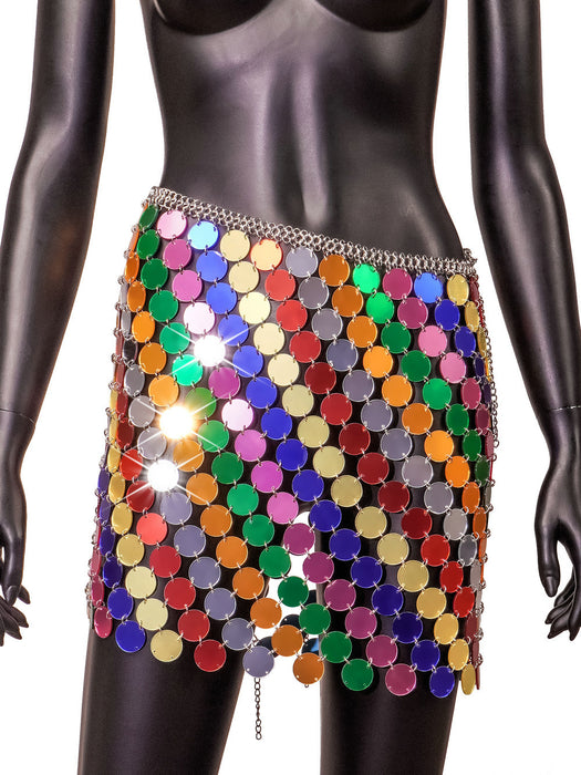 Punk Sexy Street Snap Personality Acrylic Skirt Handmade Stitching Skirt