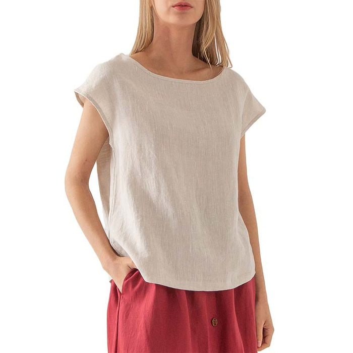 Linen Short Sleeved T shirt Linen Special for Women Clothing Summer Simple Casual  Top T shirt