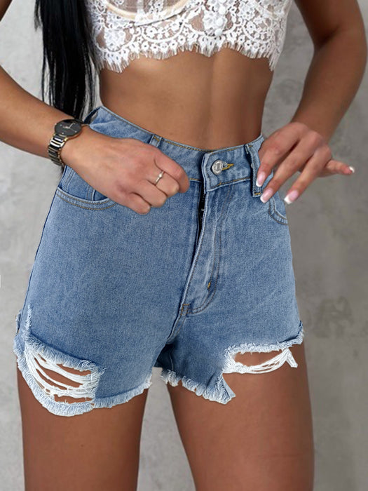 Not Specification Raw Edge Denim Shorts Shorts