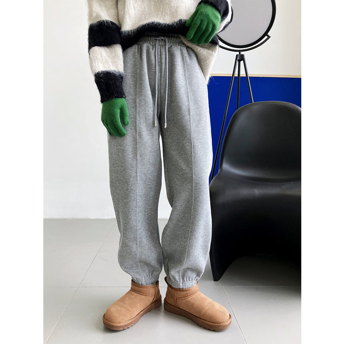 Fleece lined Thickened Casual Sweatpants Women Autumn Winter Outdoor Sports Pants Ankle Tied Harem Pants