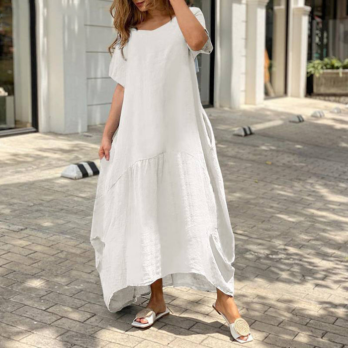 Spring Summer Popular Artistic Loose plus Size Cotton Linen Dress Dress