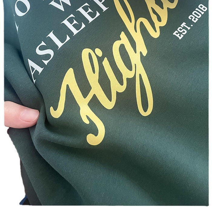 Unisex Dark Green Sweater Women University Vibe Student Loose Long Sleeve Top Ordinary Letter Graphic Printing