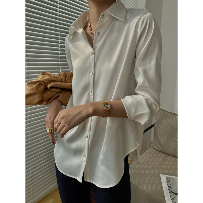 High End Shirt Women Autumn Winter French Office Bottoming Shirt