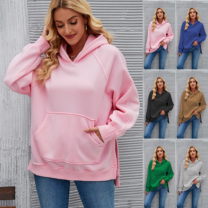 Hoodie Autumn Winter Trendy Loose Pockets Hooded Sweater for Women