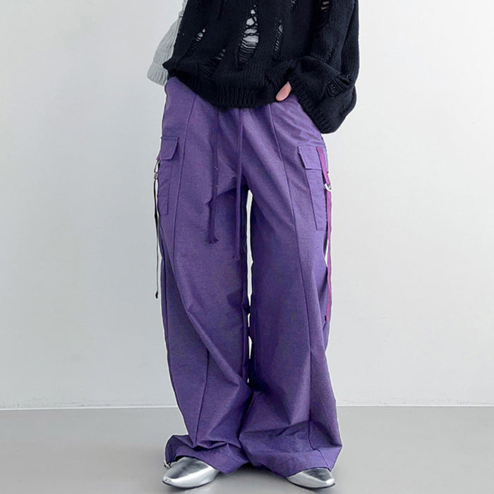 Street Loose Idle Casual Low Waist Wide Leg Pants Work Clothes Pockets Drooping Straight Woven Trouser