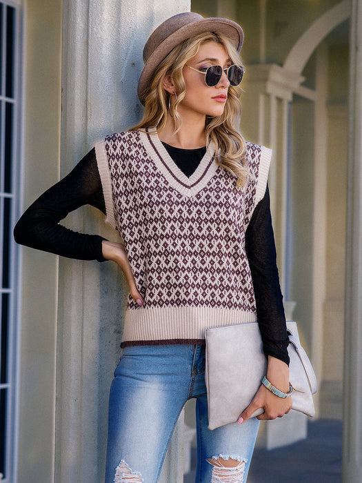 Sweater Vest Women Autumn Winter Jacquard Vest Sweater