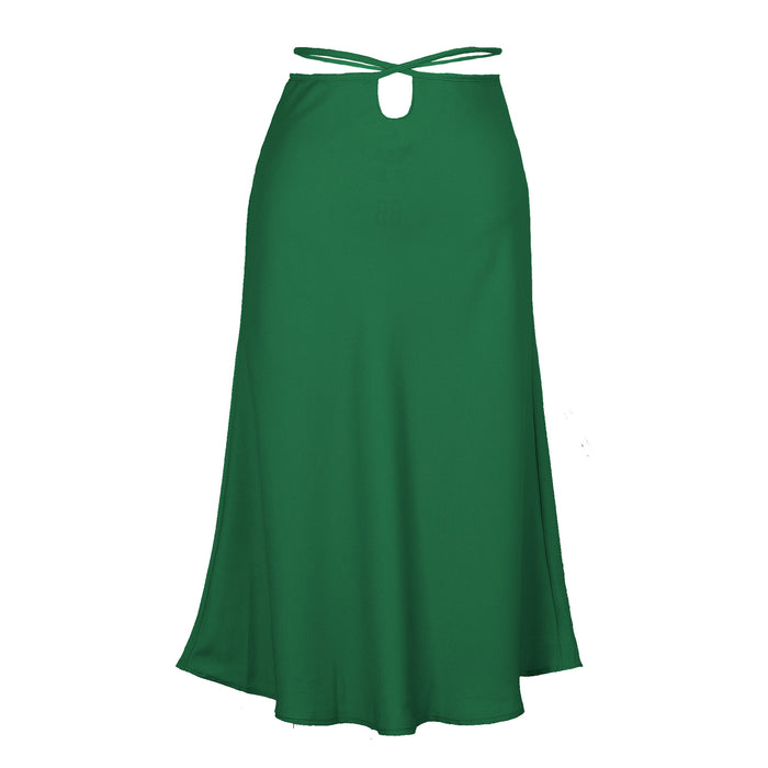 Spring Summer Solid Color Zipper Skirt Fashionable Simple Sexy Lacing Navel-Exposed  Women Clothing Skirt