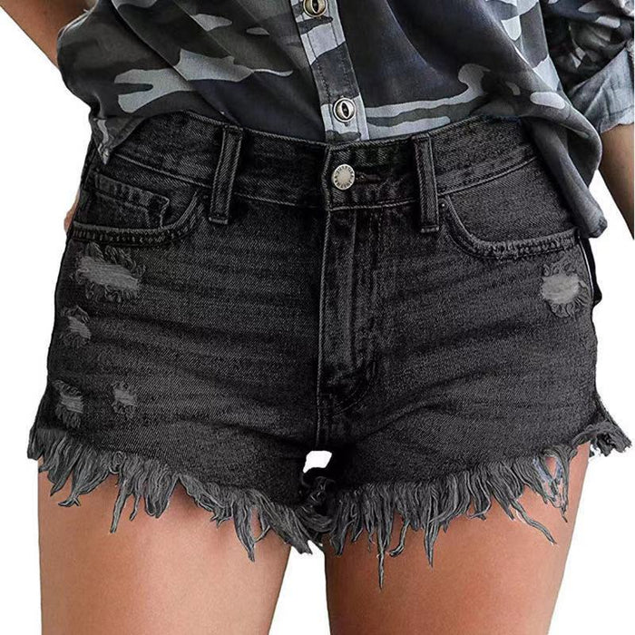 Supply Ripped Tassel Denim Shorts Women