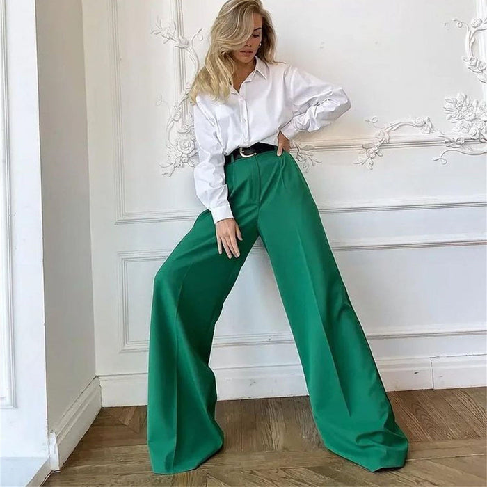 Spring Autumn   Office Work Pant Women  Casual High Waist Figure Flattering Straight Leg Pants