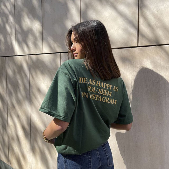 Dark Green High Street T shirt Women Student Loose Top Small Short Sleeve T shirt Supply