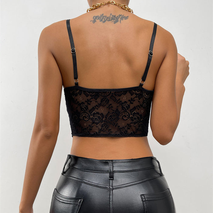 Sexy Lace Buckle Pleated Pattern Camisole