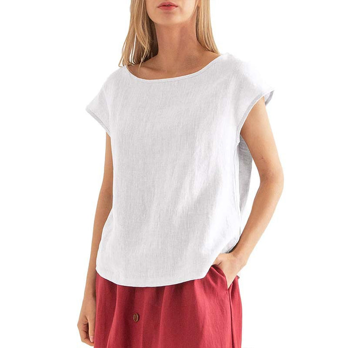 Linen Short Sleeved T shirt Linen Special for Women Clothing Summer Simple Casual  Top T shirt