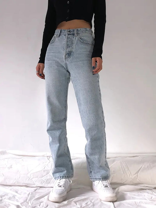 Comfort Casual Solid Color Trousers Personality Jeans Women