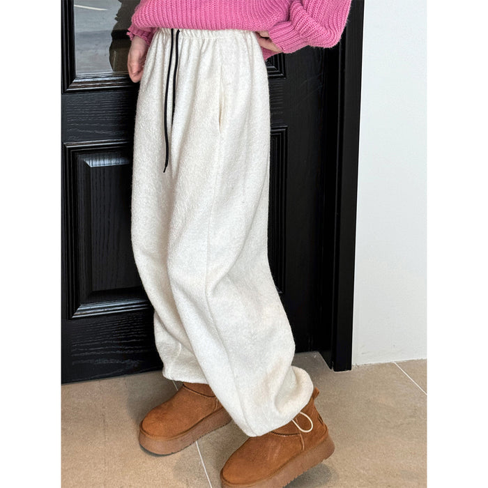 Autumn Winter Woolen Woolen Casual Pants Sweatpants Women Autumn Winter Thickening Lamb Wool Ankle Banded Pants