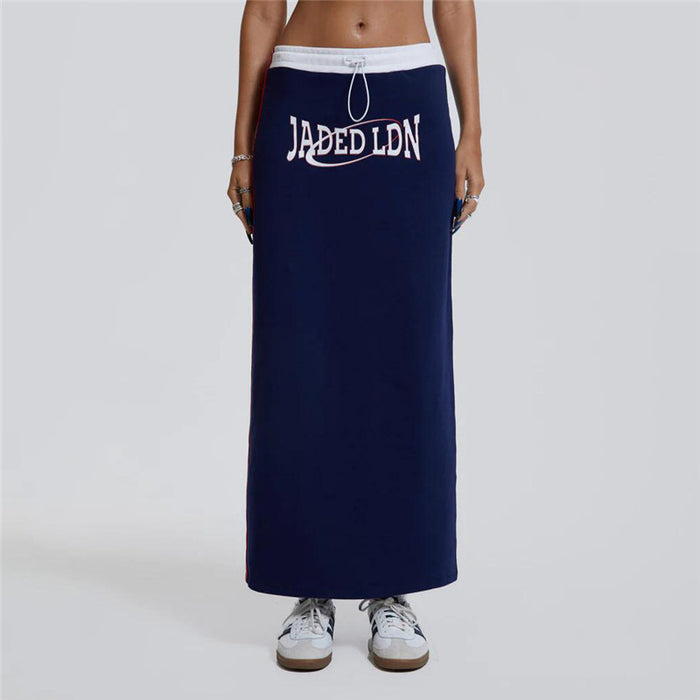 Fall Women Clothing Solid Color High Waist Street Loose Letter Graphic Printed Skirt