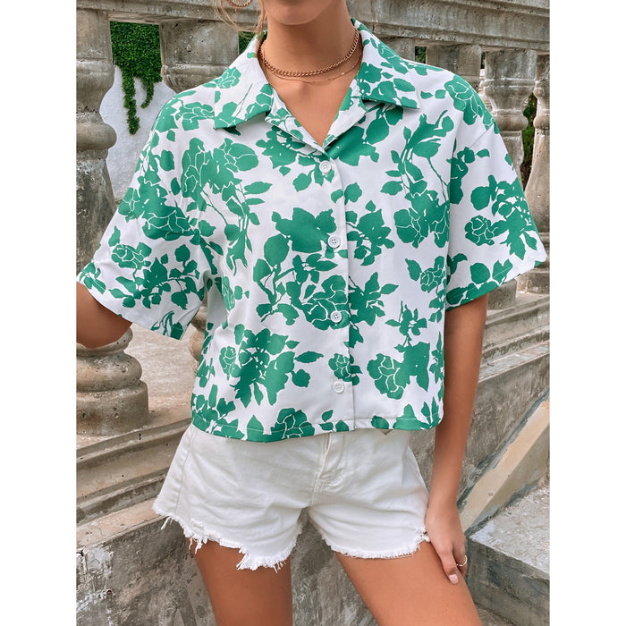 Women Clothing Casual Vacation Fashion Printed Shirt Top Fashion