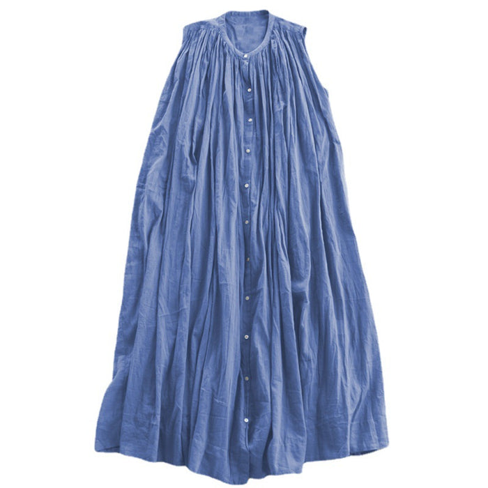 French Pleating Dress Summer Western Paris Yarn Loose Large Dress A Line Dress Can Be Used as Blouse