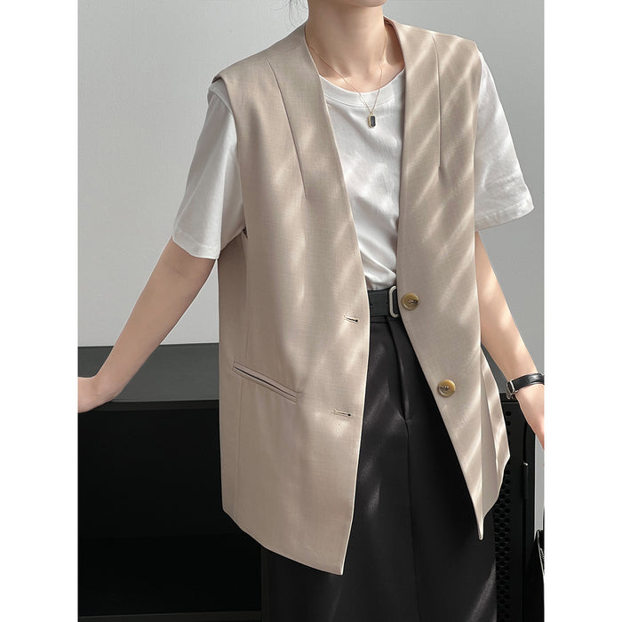 Sleeveless Vest for Women Autumn Bandage Dress Waistcoat Vest Waistcoat Jacket