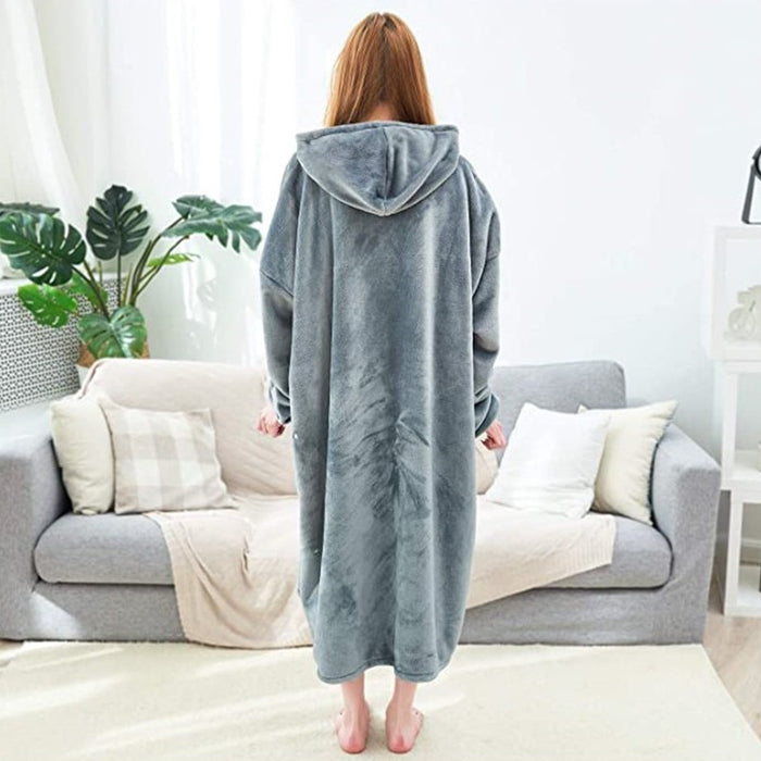 Couple Nightgown Double Sided Flannel Extended Hooded Pajamas Women Nightdress Pajamas Pajamas