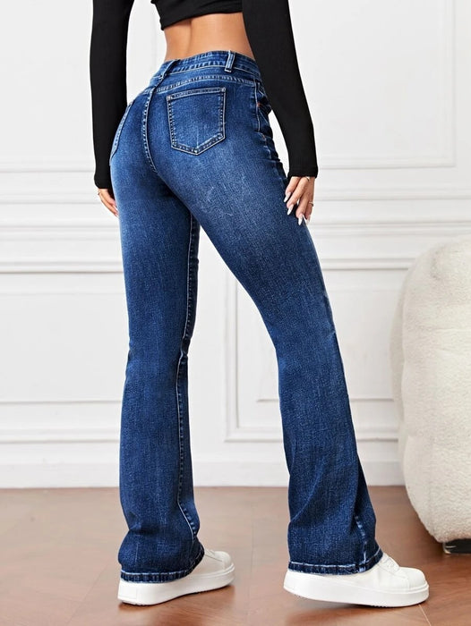 Stretch Jeans Women Office Trousers Washed Stretch Jeans