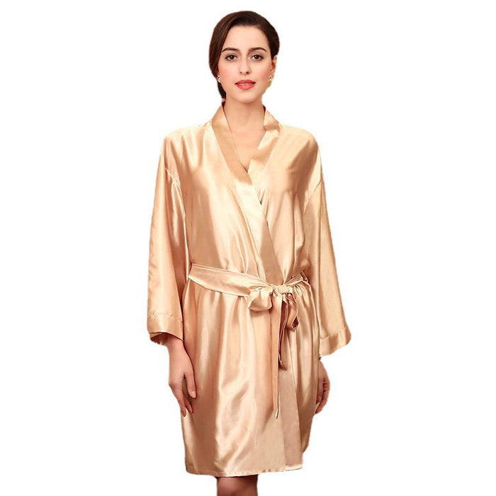 Pajamas Women  Spring Summer Silk Ice Silk Robe Foreigners plus Size Bathrobe Morning Gowns Ladies Summer Loungewear