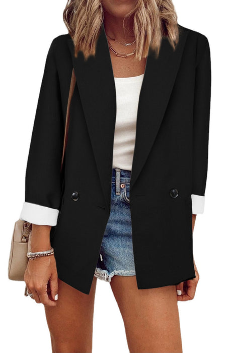 Solid Color Small Blazer Single Long Sleeve Spring Autumn Blazer