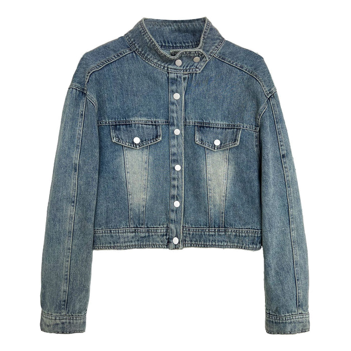 Washed Denim Jacket Women Autumn Retro Chic Jacket Short Top