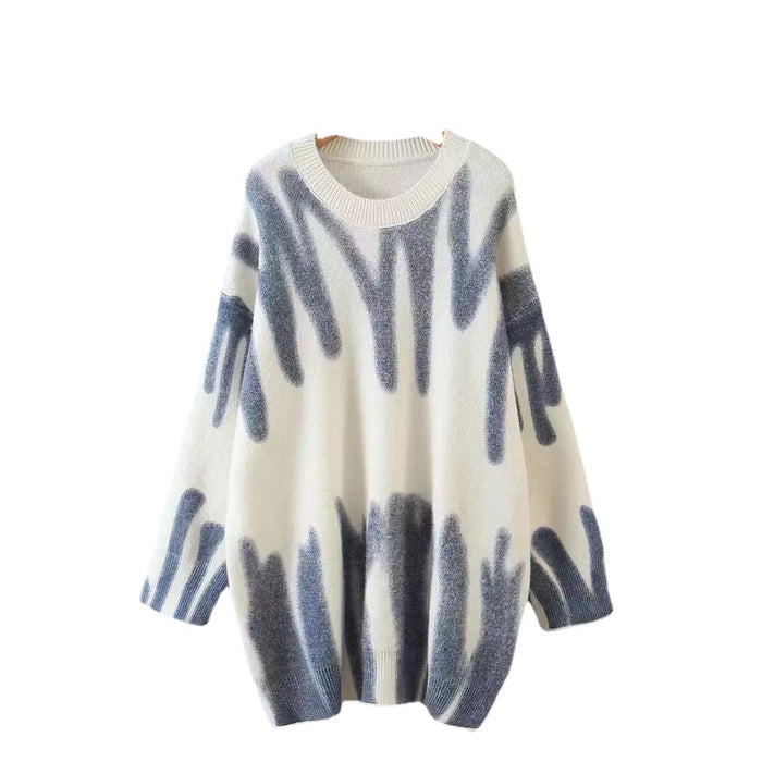 Pullover Women Autumn Winter Loose Sweater Korean Printed Sweater