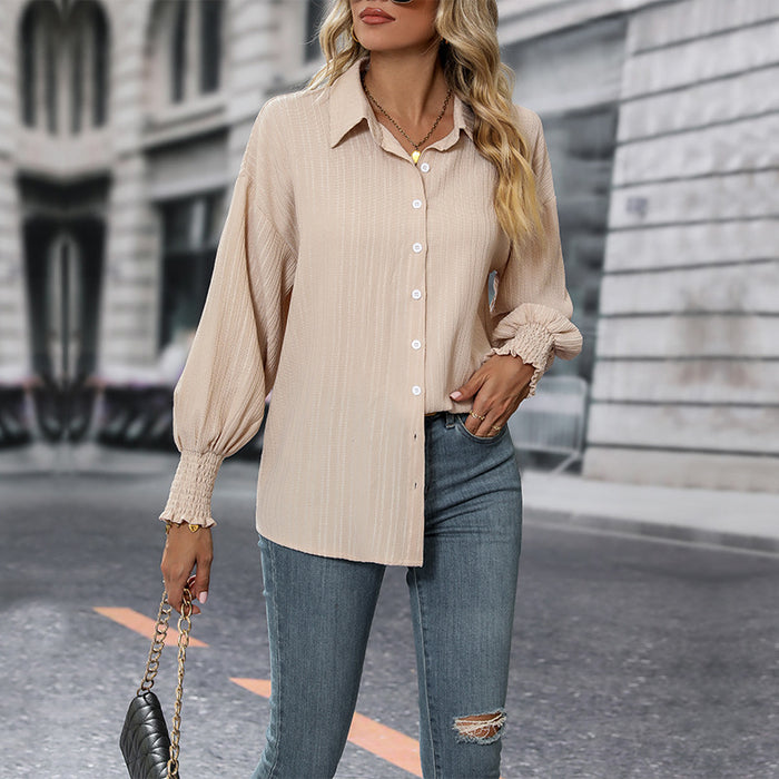 Autumn Women Clothing Solid Color Long Sleeve Shirt Women