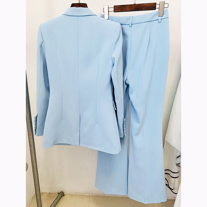 Women Star Business Wear One Button Cloth Cover Mid Length Suit Bell Bottom Pants Suit Two Piece Suit