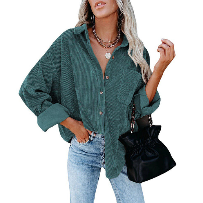 Autumn Winter Women Clothing Oversize Women Corduroy Loose Casual Shirt