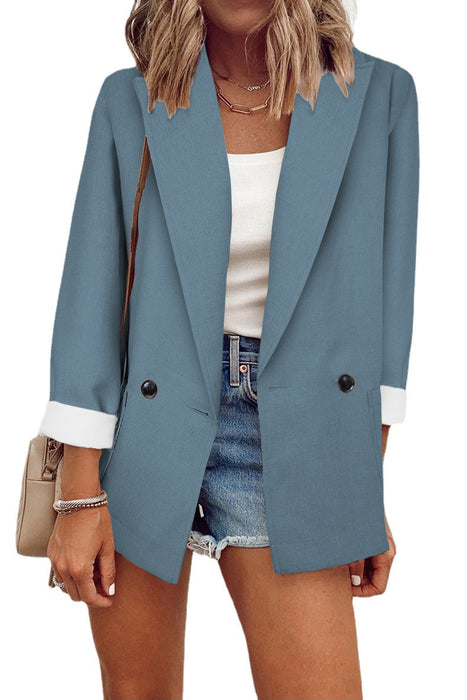 Solid Color Small Blazer Single Long Sleeve Spring Autumn Blazer