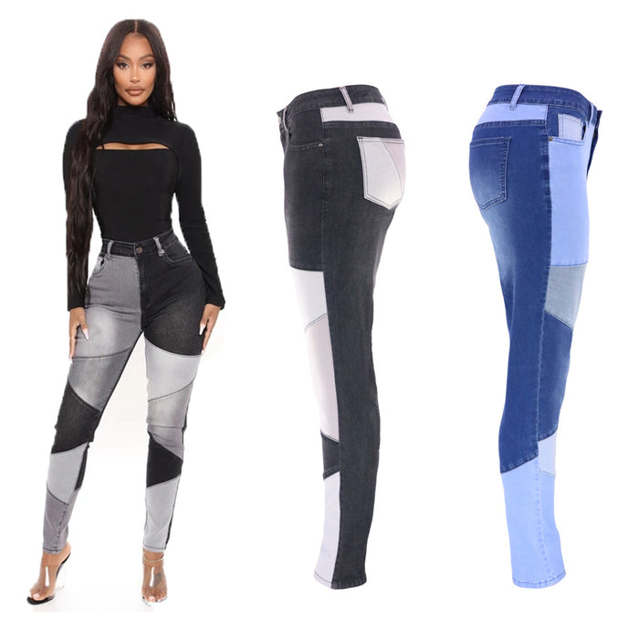 Special Patchwork High Elastic Shaping Women Jeans Plus Size