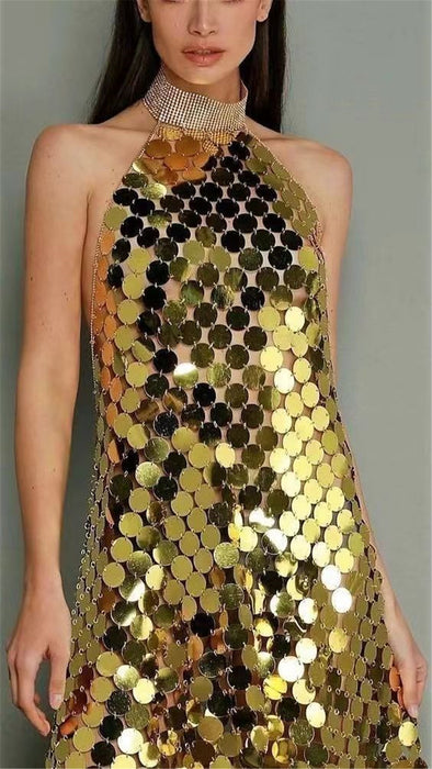 Nightclub Handmade Stitching Sequin Sequ Dress