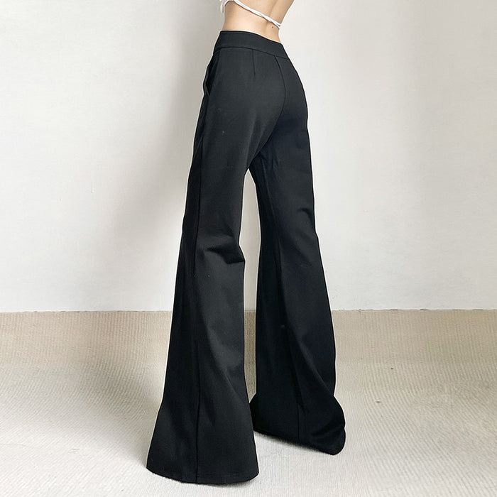 Autumn Urban Women Clothing Irregular Asymmetric Grinding Design Stitching Pleating Slimming Horn Draped Work Pant