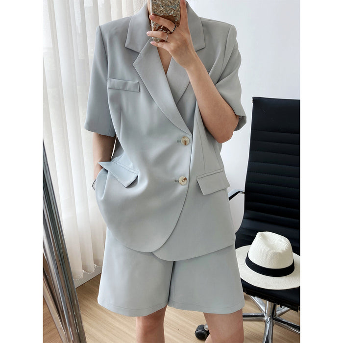 Summer Thin Short-Sleeved Blazer Women  Suit Shorts Suit Casual Loose Suit Two-Piece Suit