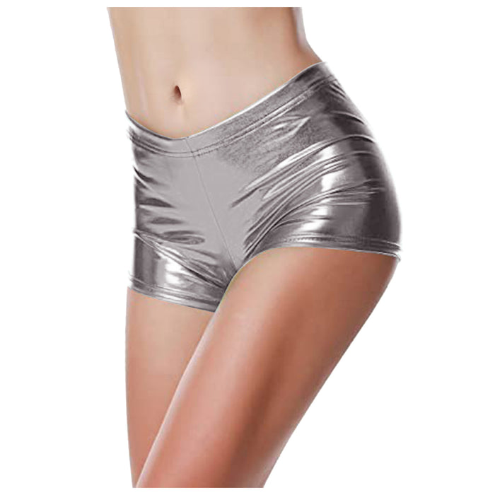 Shorts Women Activity Stage Wear Elastic Waist Color Bronzing Patent Leather Sexy Pants