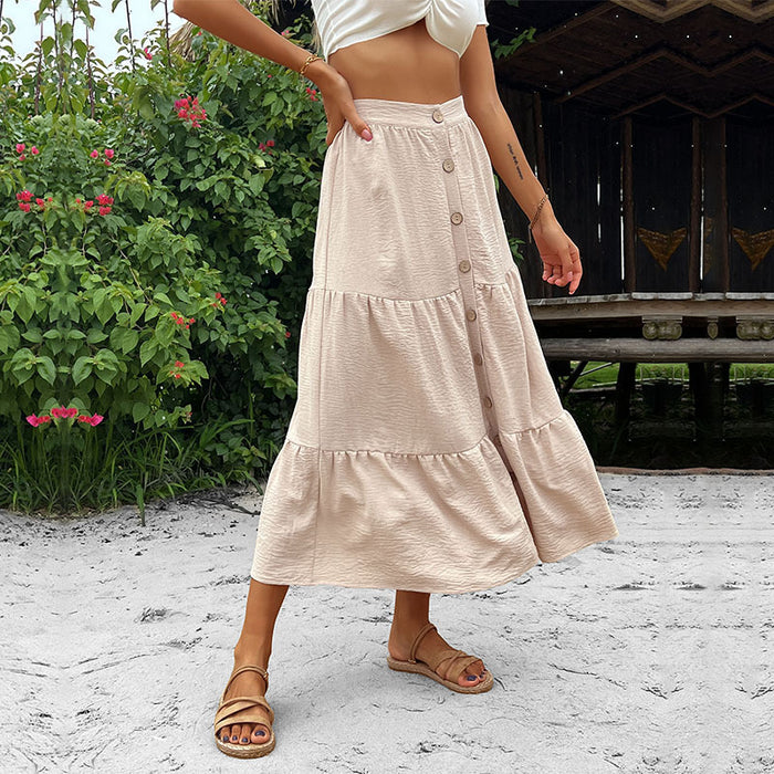 Autumn Casual Skirt Solid Skirt Women Mid-Length